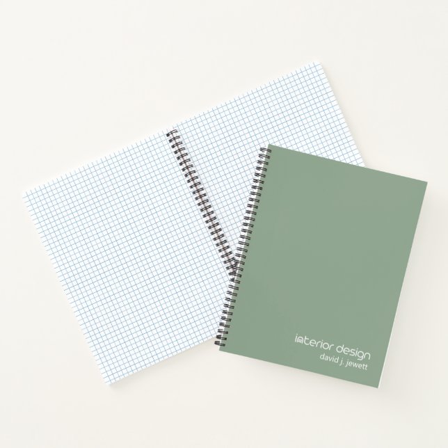 White and Sage Green Simple Interior Design Logo  Notebook (Inside)