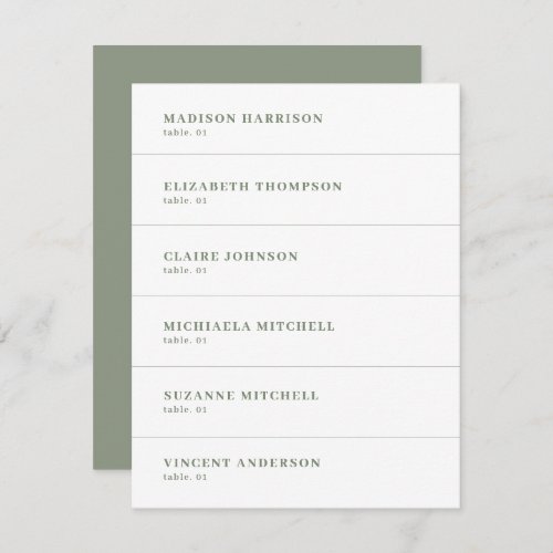 White and Sage Green Wedding Place Card DIY