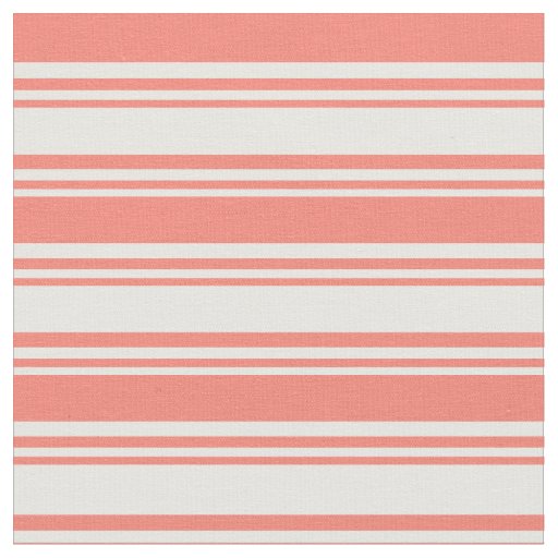 White and Salmon Striped/Lined Pattern Fabric