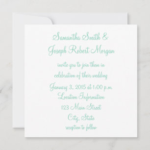 White and Seafoam Green Wedding Invitation