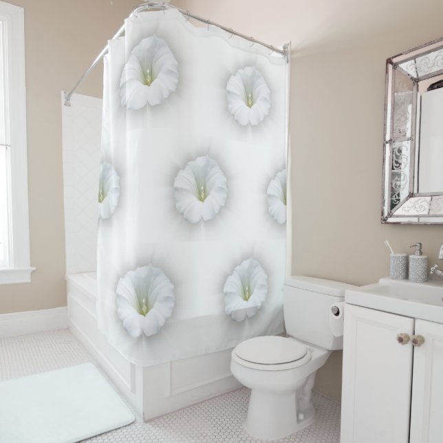 white and shades of gray shower curtain (In Situ)