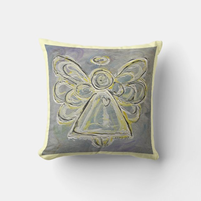 White and Silver Angel Decorative Throw Pillow (Front)