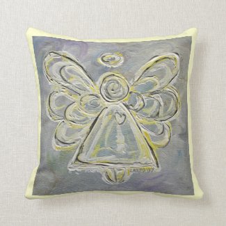 White and Silver Angel Decorative Throw Pillow