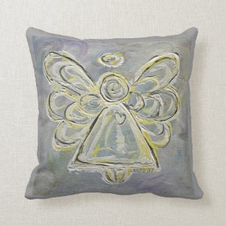 White and silver Angel Decorative Throw Pillow