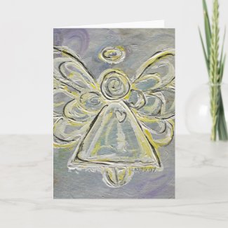 White and Silver Angel Greeting Card or Note Cards