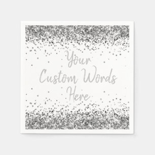 White and Silver Anniversary Party Birthday Party Napkins