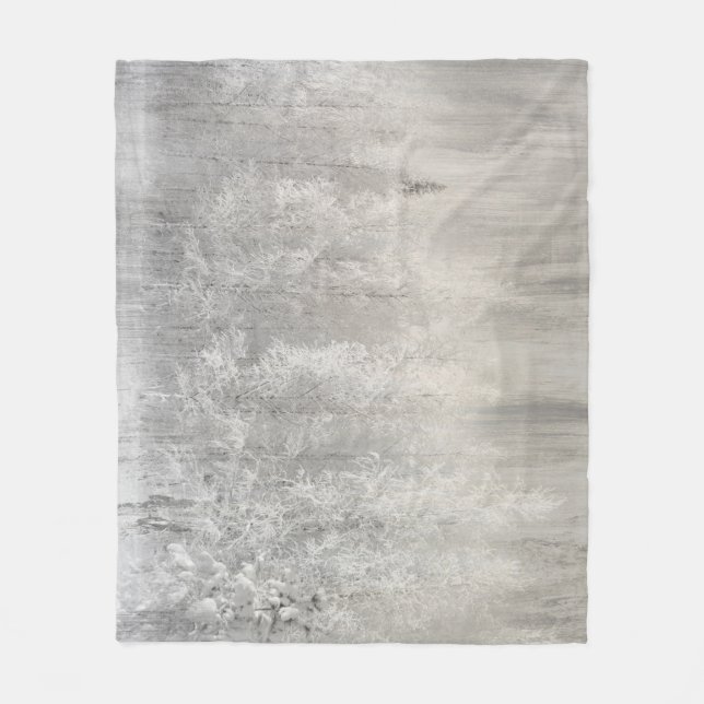 White and Silver Foil Christmas Fleece Blanket (Front)