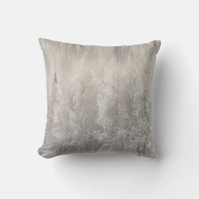 White and Silver Foil Christmas Throw Pillow (Front)