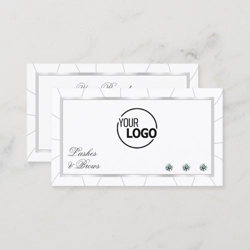 White and Silver Frame Noble with Diamonds  Logo Business Card