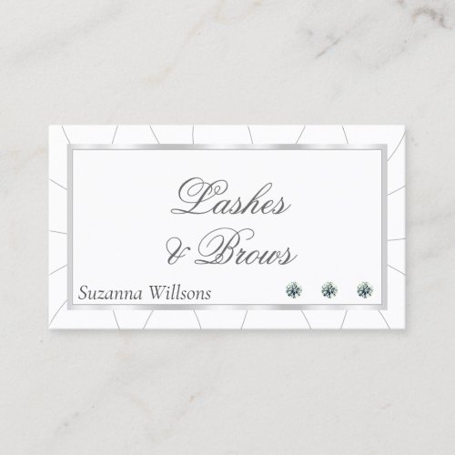 White and Silver Frame with Diamonds Professional Business Card