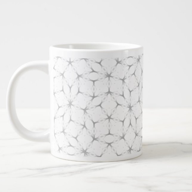 White and Silver Geometric pattern Giant Coffee Mug (Left)