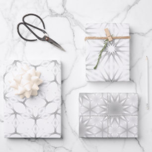 White and Silver Geometric pattern Wrapping Paper Sheets