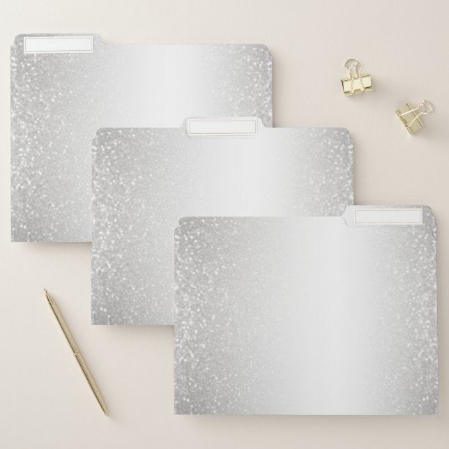 White And Silver Glitter File Folder (Set)