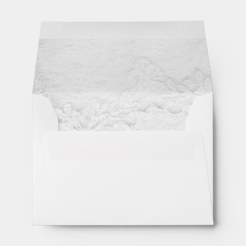 White and Silver Lace and Pearls on Satin Wedding Envelope