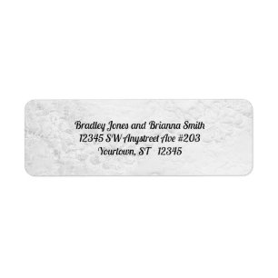 White and Silver Lace and Pearls on Satin Wedding Label