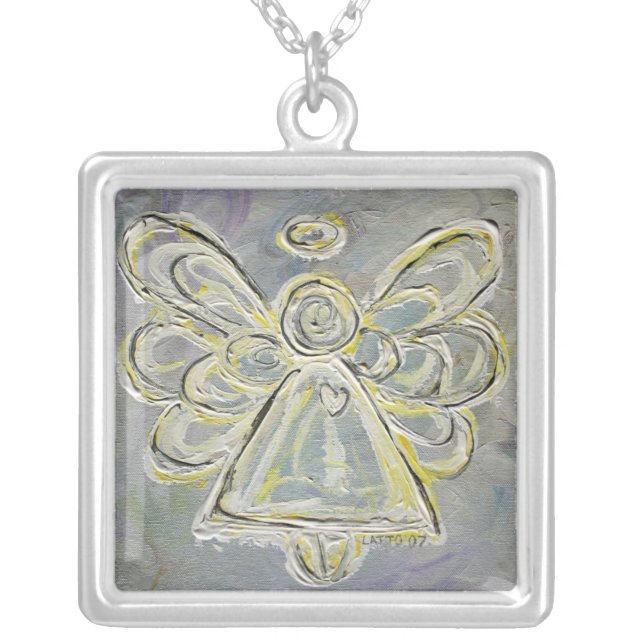 White and Silver Pendant Necklace (Front)