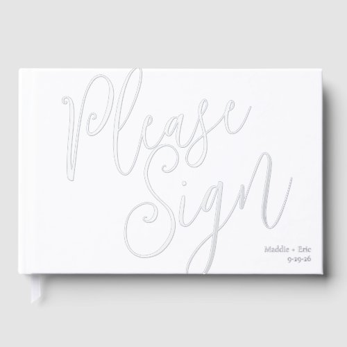 White and Silver SImple Guest Book Signature