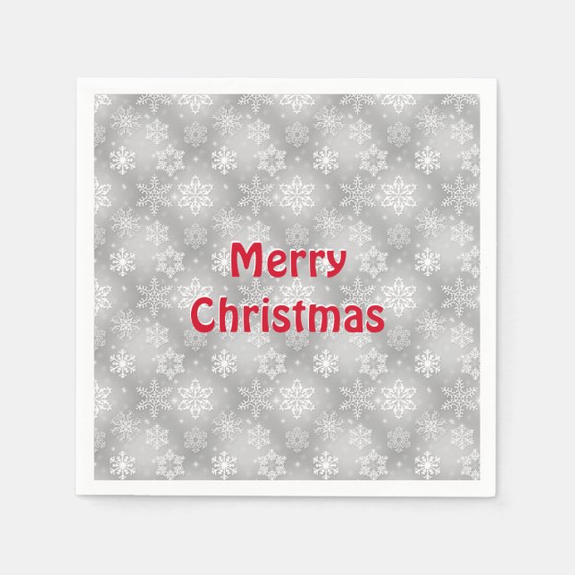 White and silver snowflake pattern napkins (Front)