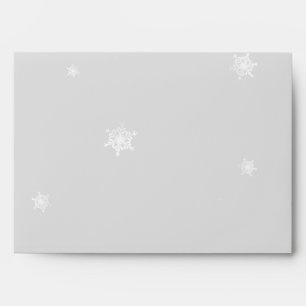 White and Silver Snowflake Wedding Envelope
