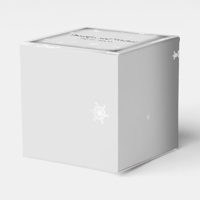 White and Silver Snowflake Wedding Favor Box (Front Side)