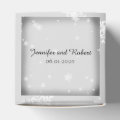 White and Silver Snowflake Wedding Favor Box | Zazzle