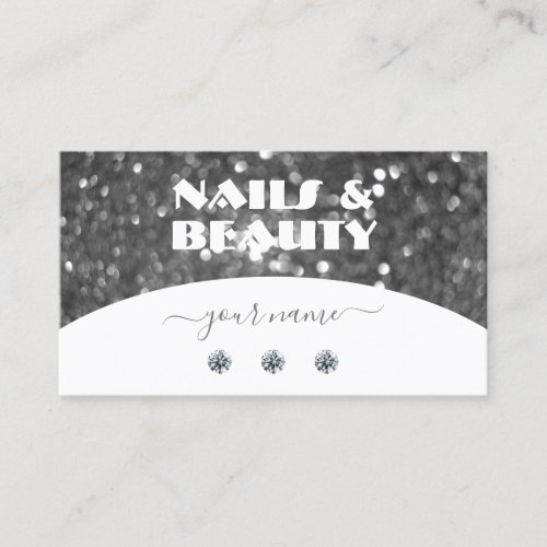 White and Silver Sparkle Glitter Diamonds Stylish Business Card