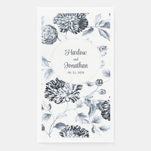White And Silver Vintage Floral Vine Wedding Paper Paper Guest Towels