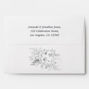 White and Silver Vintage Floral Wedding Envelope