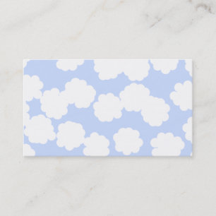 White and Sky Blue Clouds Pattern. Business Card