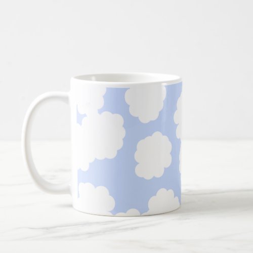 White and Sky Blue Clouds Pattern Coffee Mug