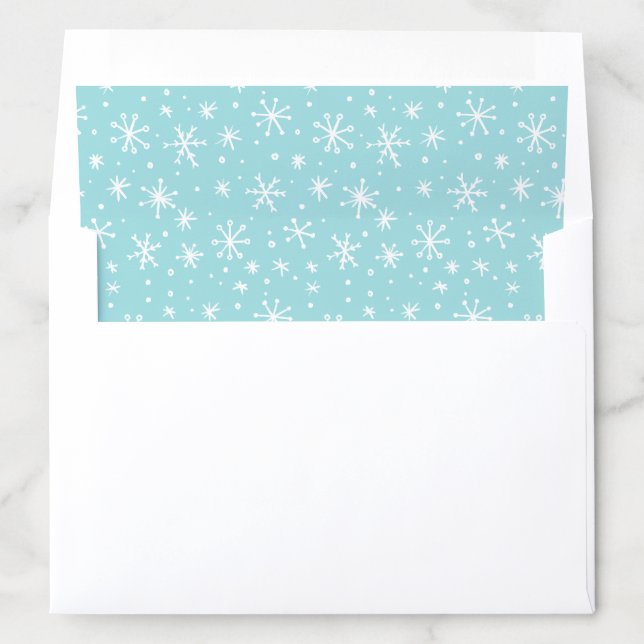 White and Sky Blue Festive Snowflake Doodles Envelope Liner (In Envelope)