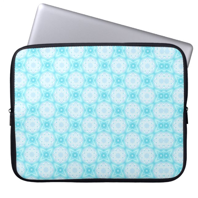 White and Sky Blue Flowers and Stars Laptop Sleeve (Front)