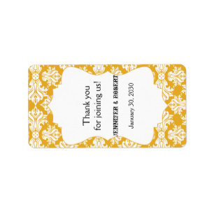 White and Sunflower Damask Wedding Lip Balm Label
