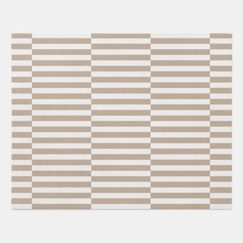 White and Tan Offset Stripe Pattern Rug