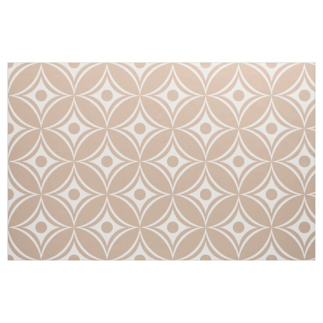 White And Tan Retro Geometric Seamless Pattern Fabric (Fat Quarter)