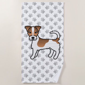 White And Tan Rough Coat Jack Russell Terrier Dog Beach Towel