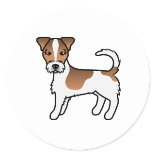 White And Tan Rough Coat Jack Russell Terrier Dog Classic Round Sticker