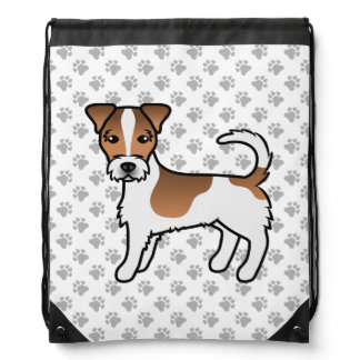 White And Tan Rough Coat Jack Russell Terrier Dog Drawstring Bag