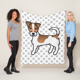 White And Tan Rough Coat Jack Russell Terrier Dog Fleece Blanket