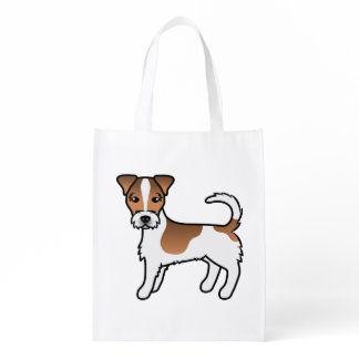 White And Tan Rough Coat Jack Russell Terrier Dog Grocery Bag