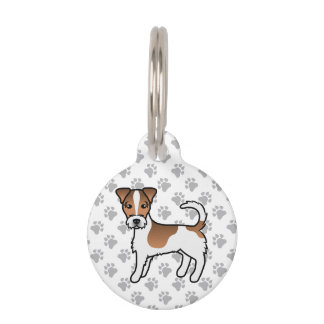 White And Tan Rough Coat Jack Russell Terrier Dog Pet ID Tag