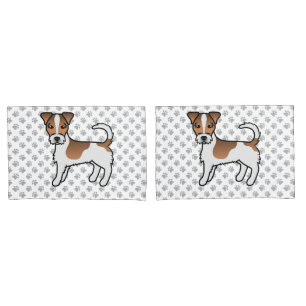 White And Tan Rough Coat Jack Russell Terrier Dog Pillow Case