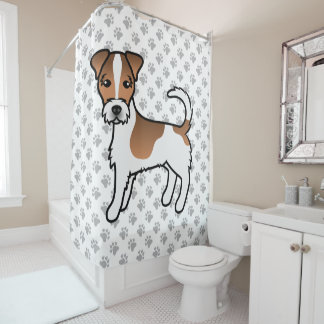 White And Tan Rough Coat Jack Russell Terrier Dog Shower Curtain