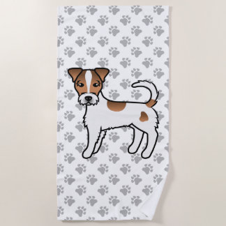 White And Tan Rough Coat Parson Russell Terrier Beach Towel