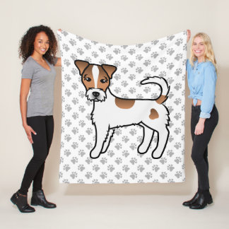 White And Tan Rough Coat Parson Russell Terrier Fleece Blanket