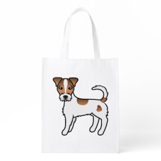 White And Tan Rough Coat Parson Russell Terrier Grocery Bag