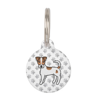 White And Tan Rough Coat Parson Russell Terrier Pet ID Tag