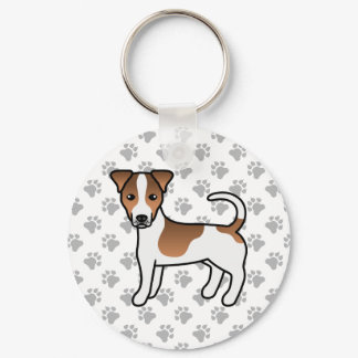 White And Tan Smooth Coat Jack Russell Terrier Dog Keychain