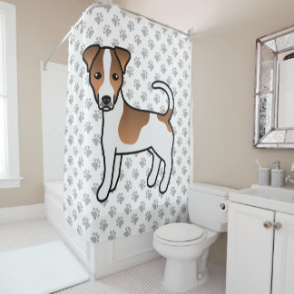 White And Tan Smooth Coat Jack Russell Terrier Dog Shower Curtain