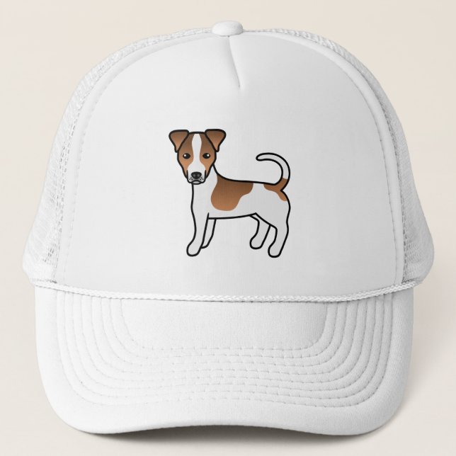 White And Tan Smooth Coat Jack Russell Terrier Dog Trucker Hat (Front)